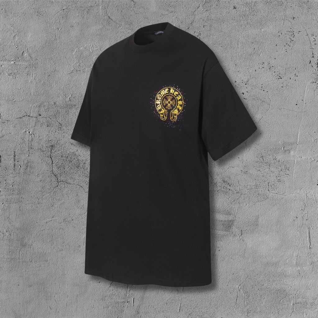 Paint Dots Yellow Horseshoe Black T-Shirt™