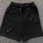 Torn Fabric Metallic Crosses Black Sweatshorts™