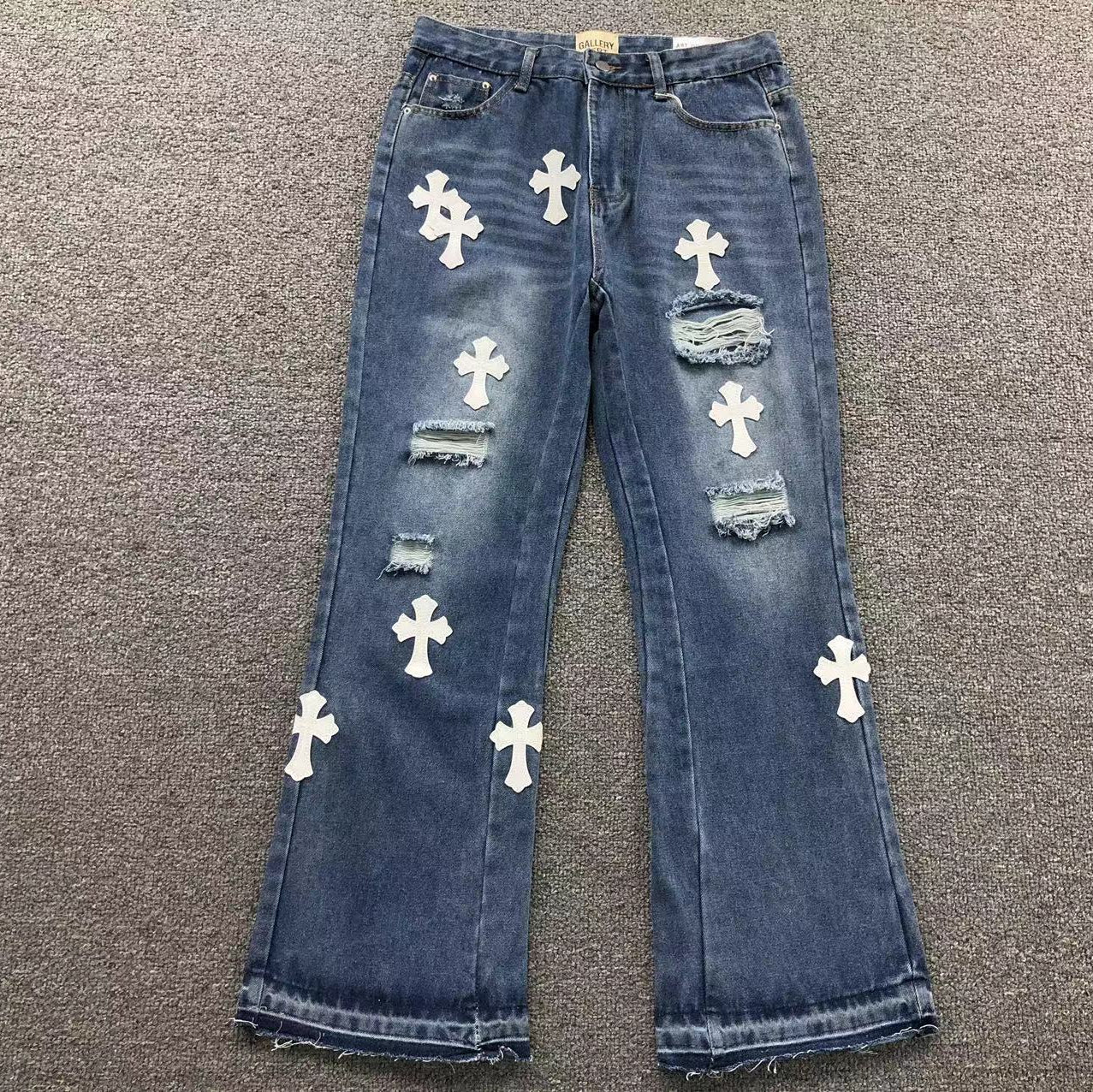 White Cross Patch Distressed Denim Jeans™