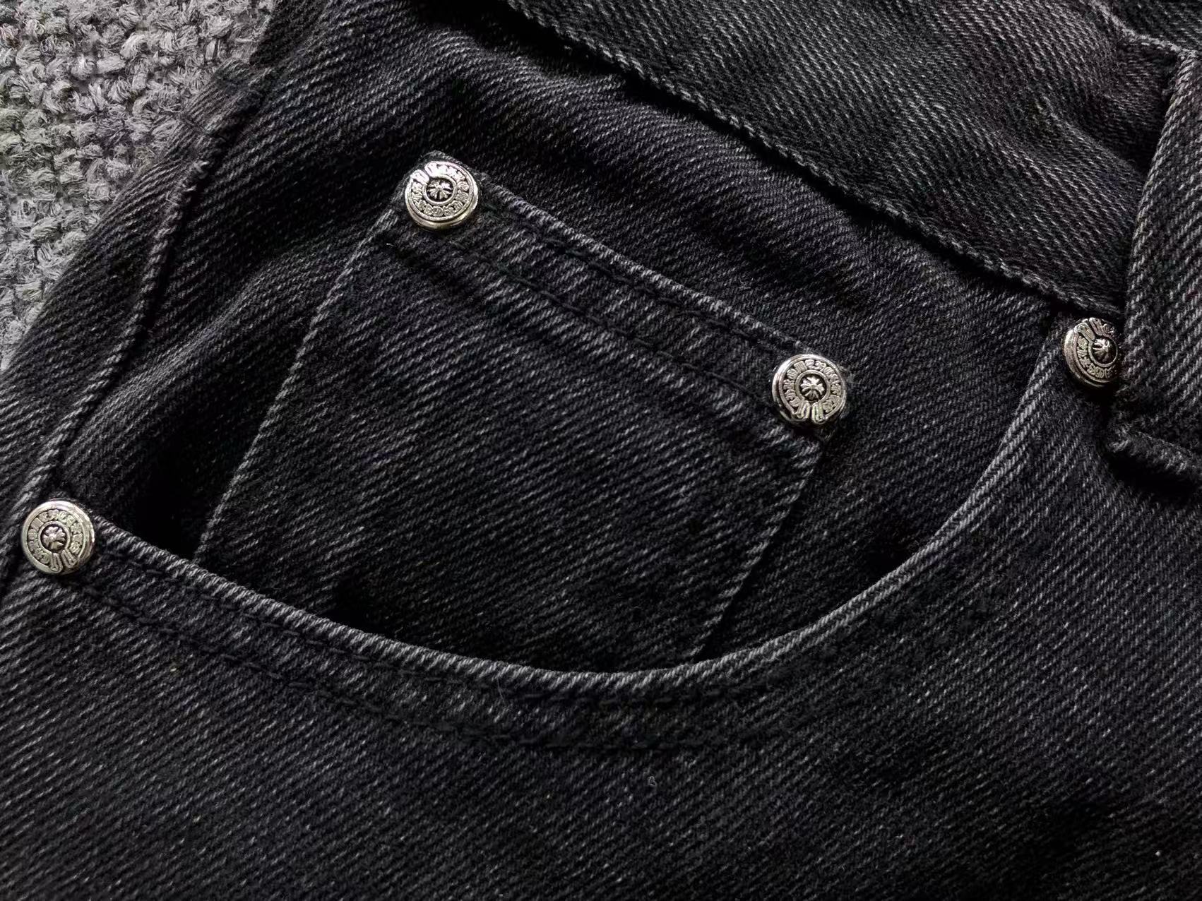 White Cross Patch Black Denim Jeans™