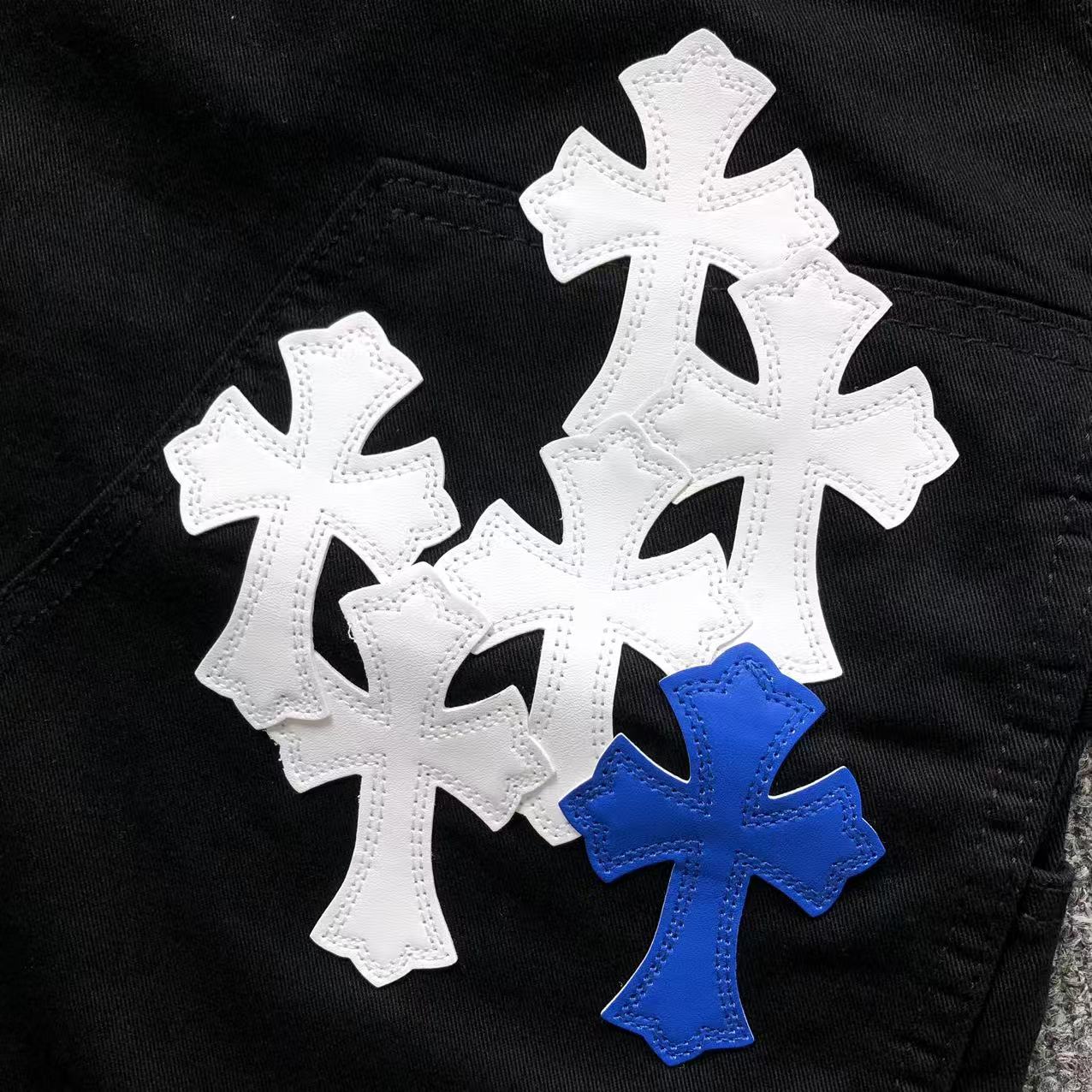 White & Blue Cross Patch Black Carpenter Pants™
