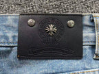 Faded Black Cross Patch Light Denim Baggy Jeans™