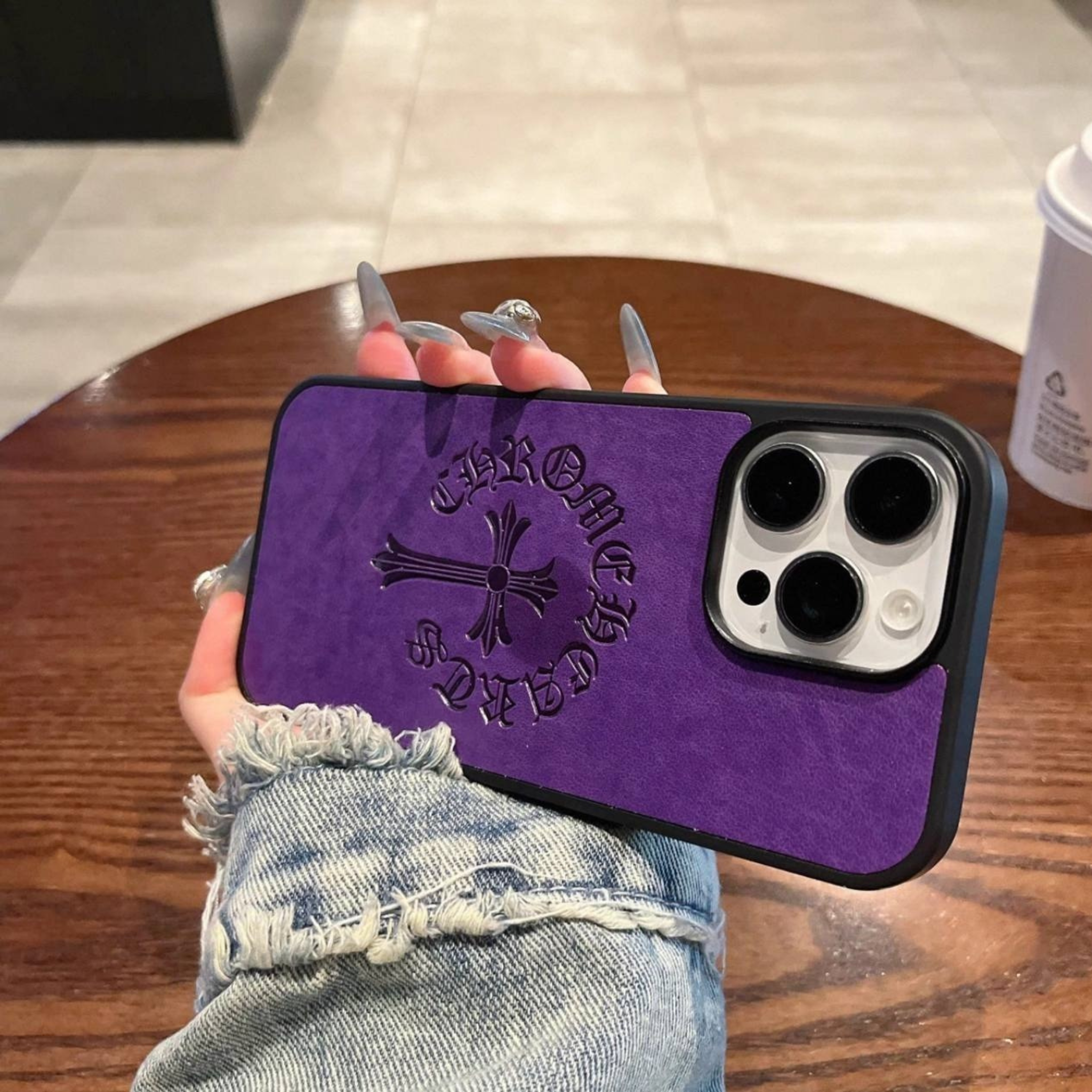 Engraved Cross Hard Leather Case™
