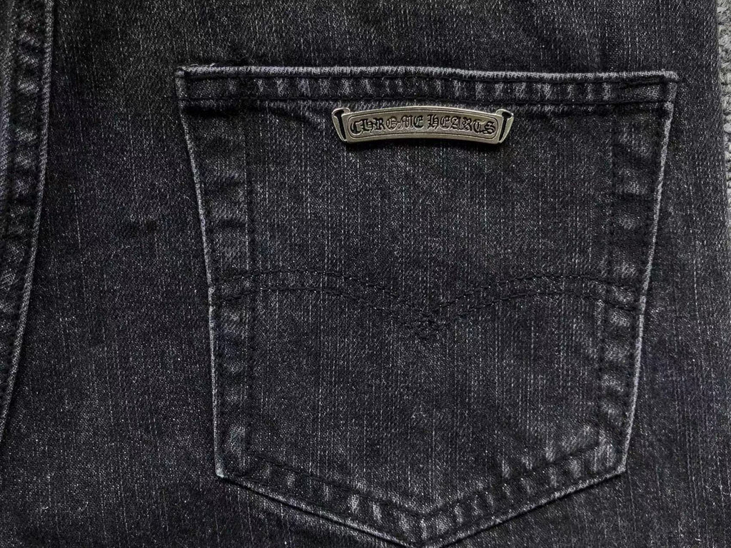 Purple & Black Cross Patch Mixed Graphic Black Denim Jeans™