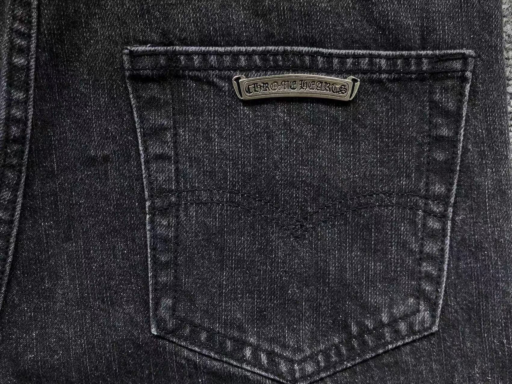 Purple & Black Cross Patch Mixed Graphic Black Denim Jeans™