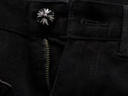 Black Red & Leopard Cross Patch Typography Logo Black Jeans™