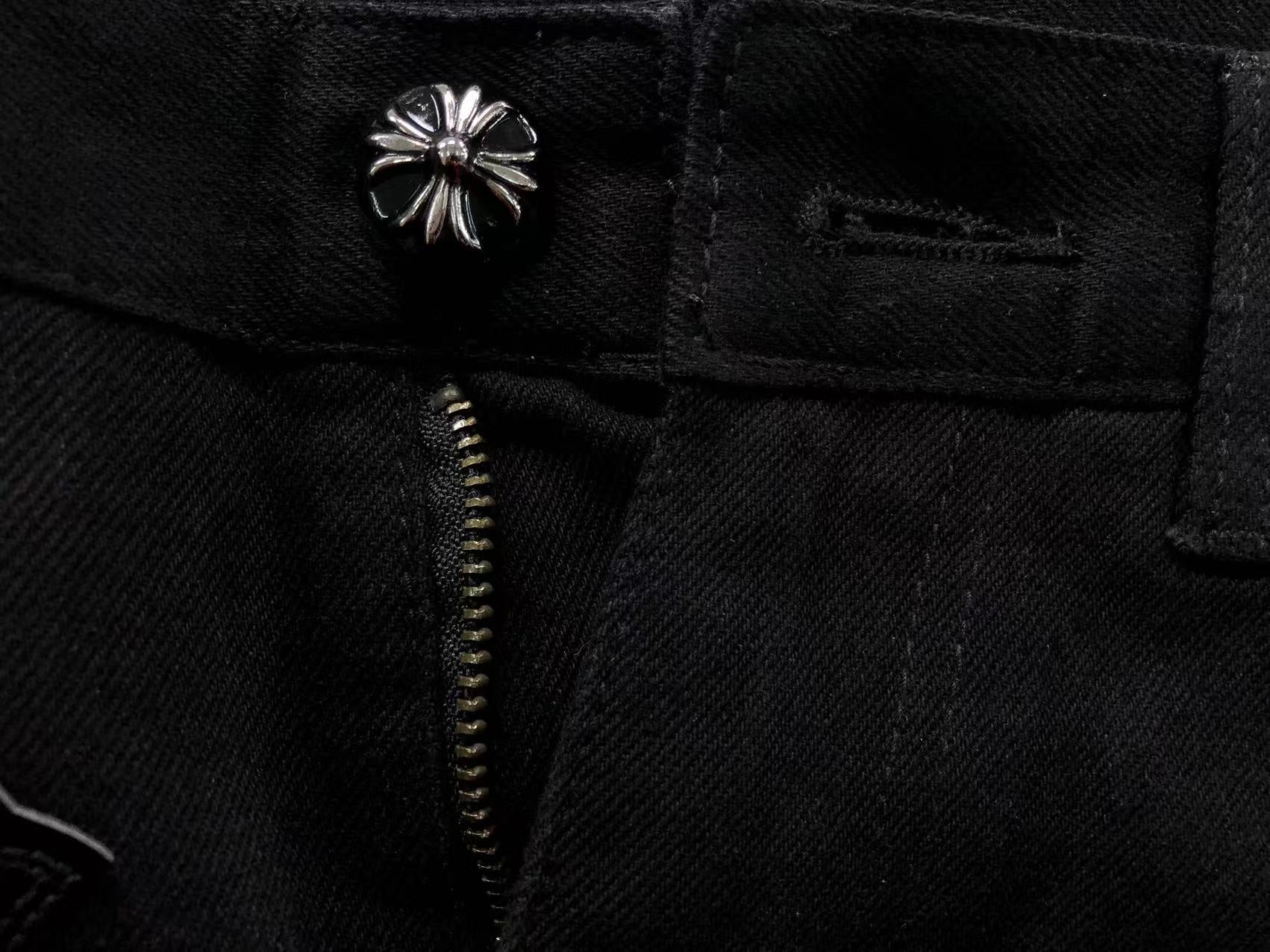 Black Red & Leopard Cross Patch Typography Logo Black Jeans™