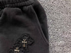 Torn Fabric Metallic Crosses Black Sweatshorts™