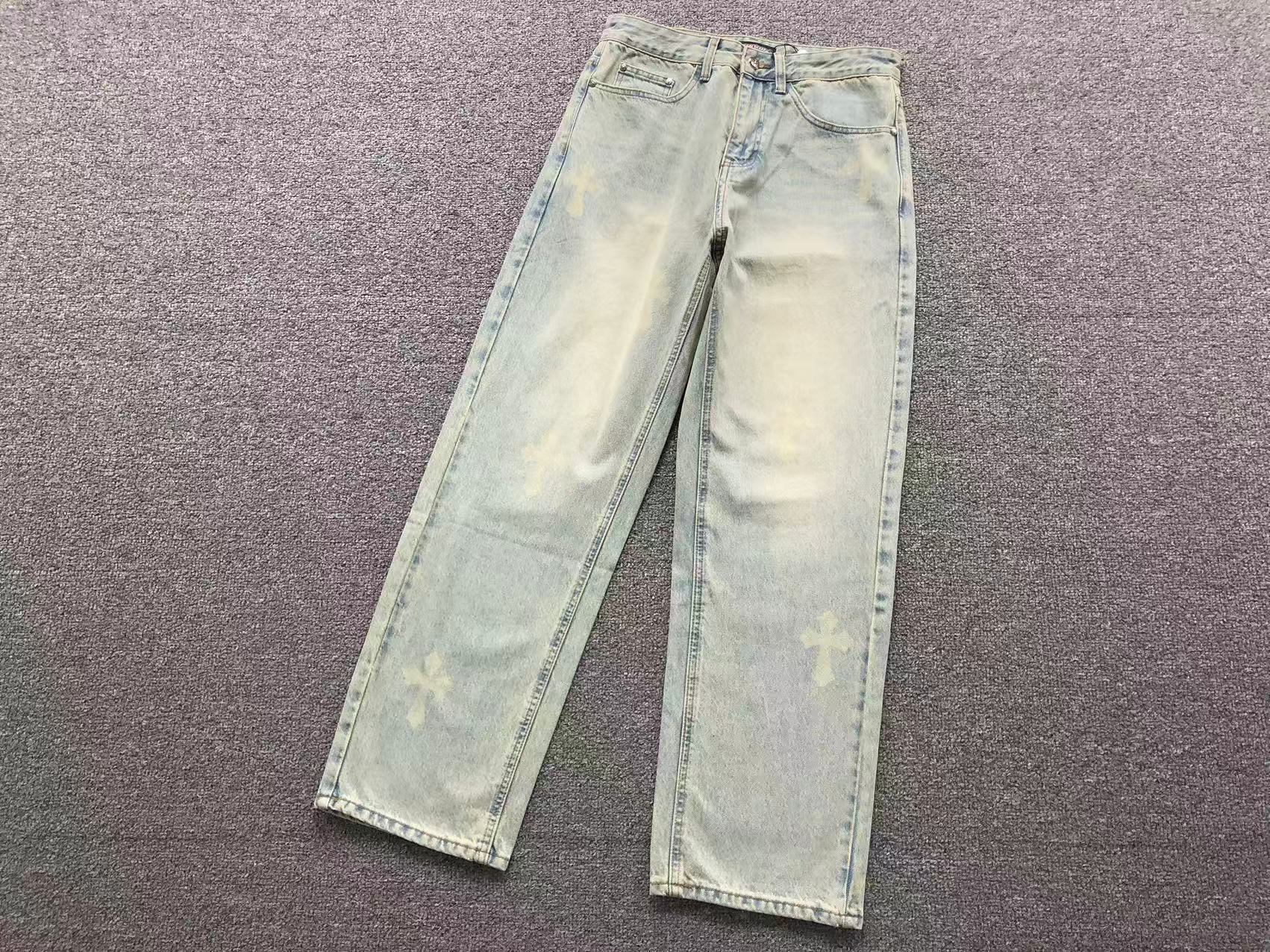 Faded White Cross Patch Light Denim Baggy Jeans™