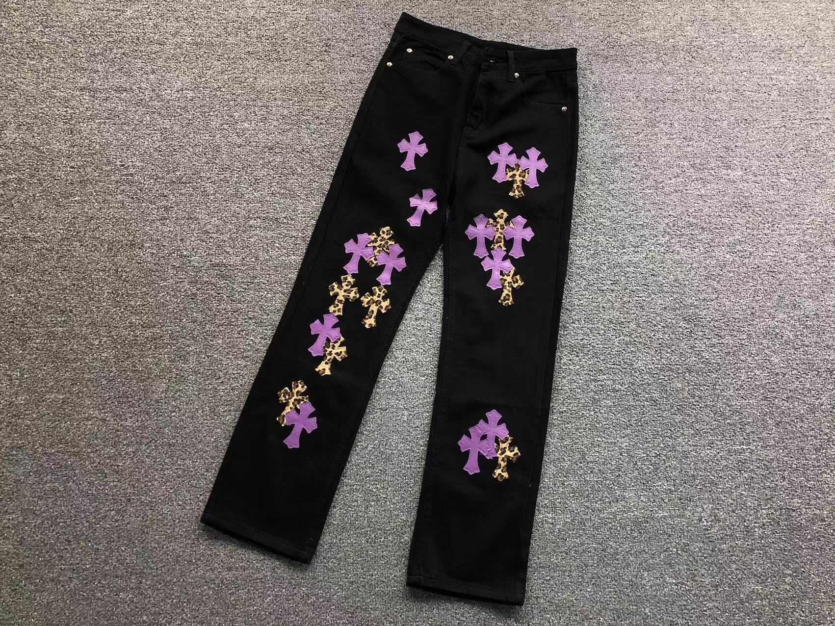 Purple & Leopard Cross Patch Black Jeans™