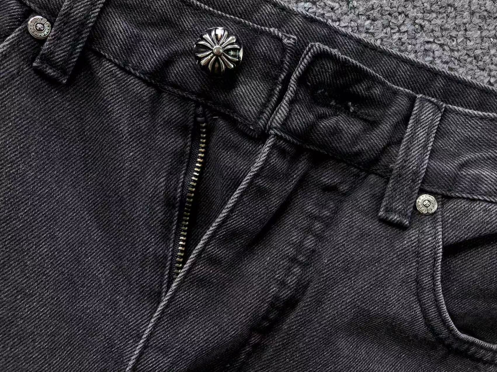 Mixed Blue Cross Patch Dark Grey Denim Jeans™