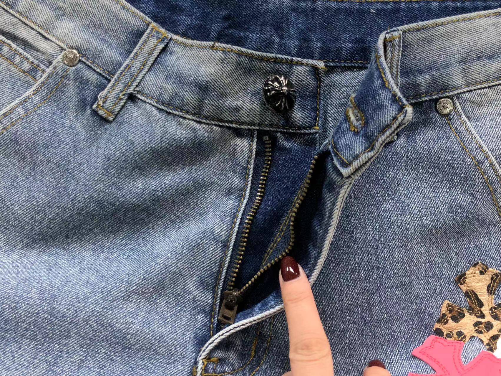 Pink White & Leopard Cross Patch Denim Jeans™