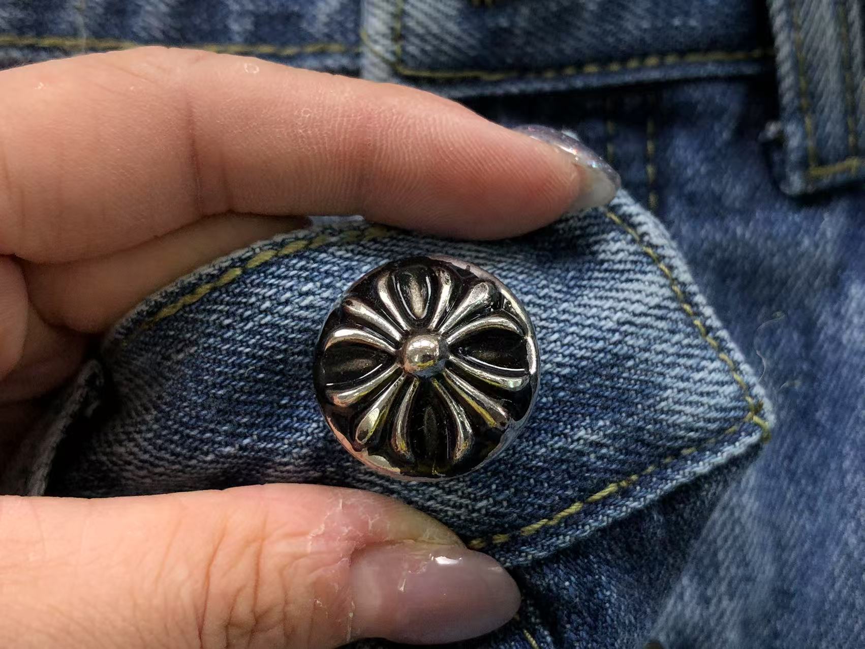 Black Leather Cross Patch Denim Jeans™