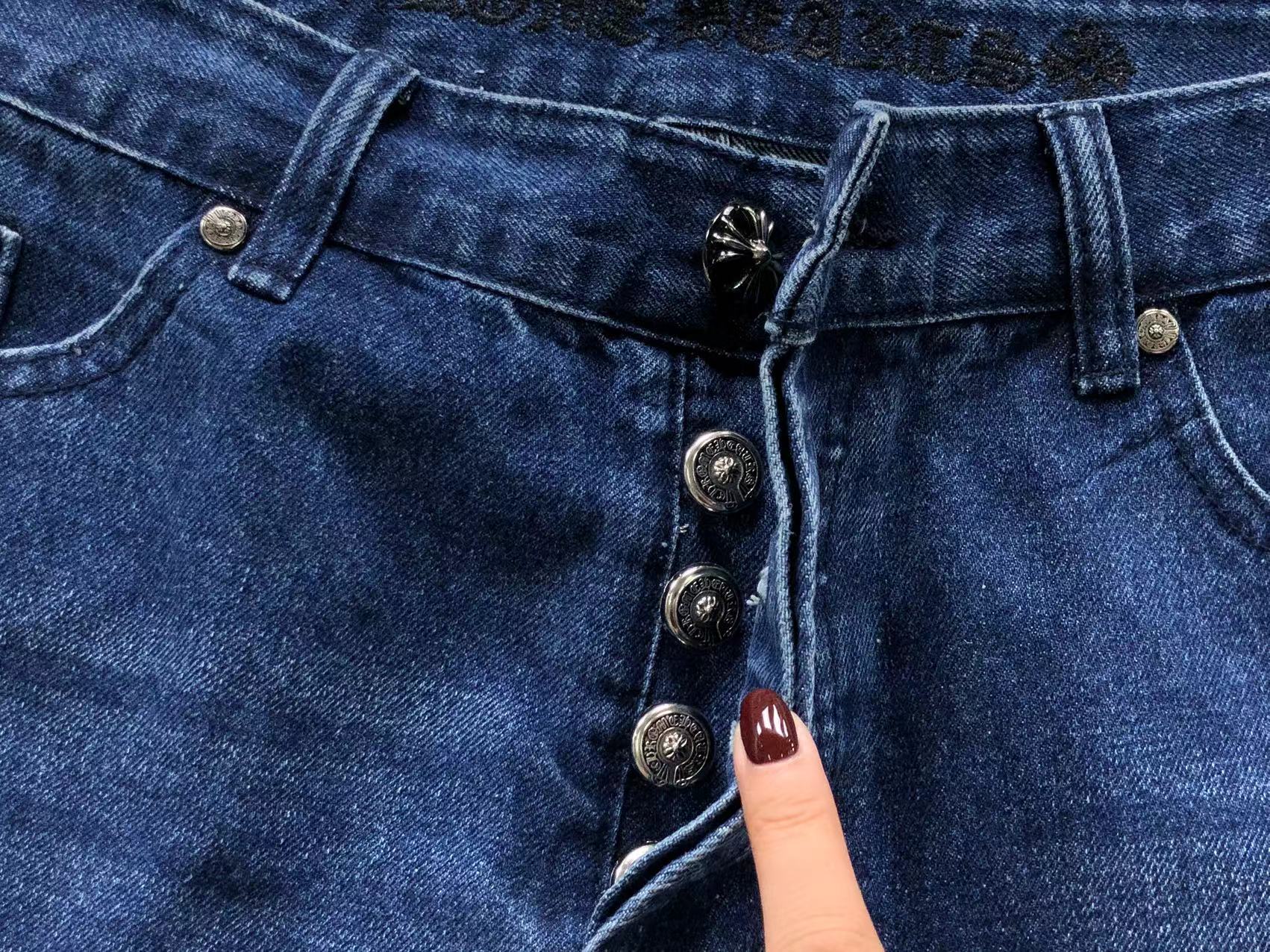 Brown Black & White Cross Patch Blue Denim Jeans™