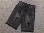 Black Cross Patch Dark Grey Denim Jeans™