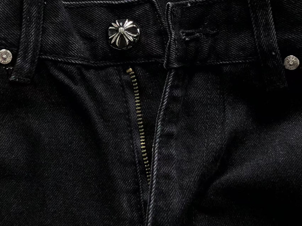 Black White Grey Cross Patch Black Denim Jeans™