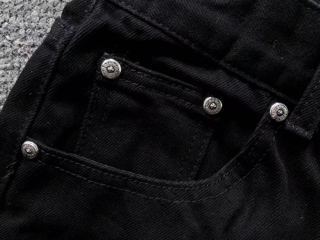Blue & Light Blue Cross Patch Black Denim Jeans™