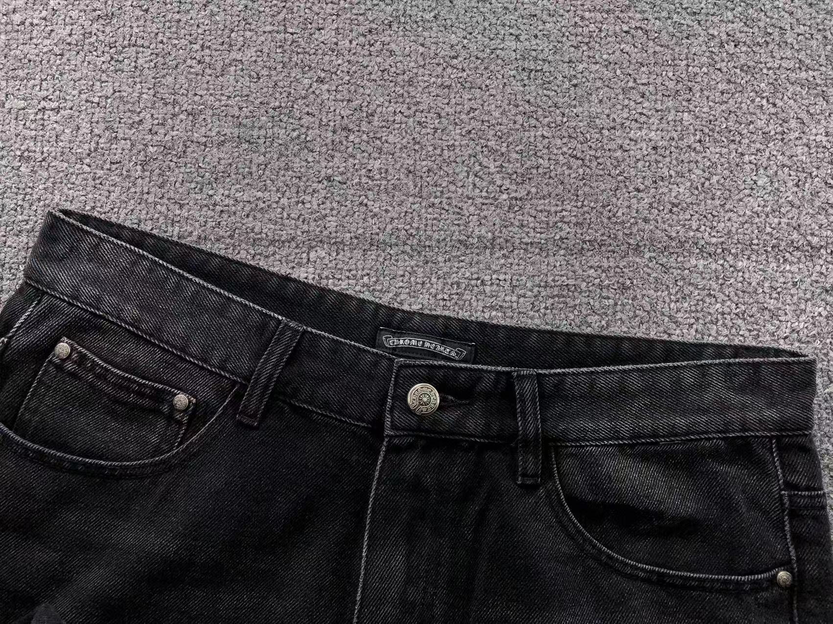 Faded Black Fleur De Lis Baggy Jeans™