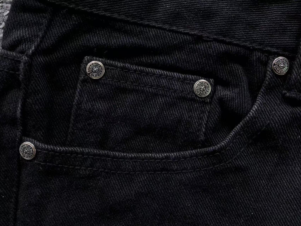 Pink & Checkered Cross Patch Black Denim Jeans™