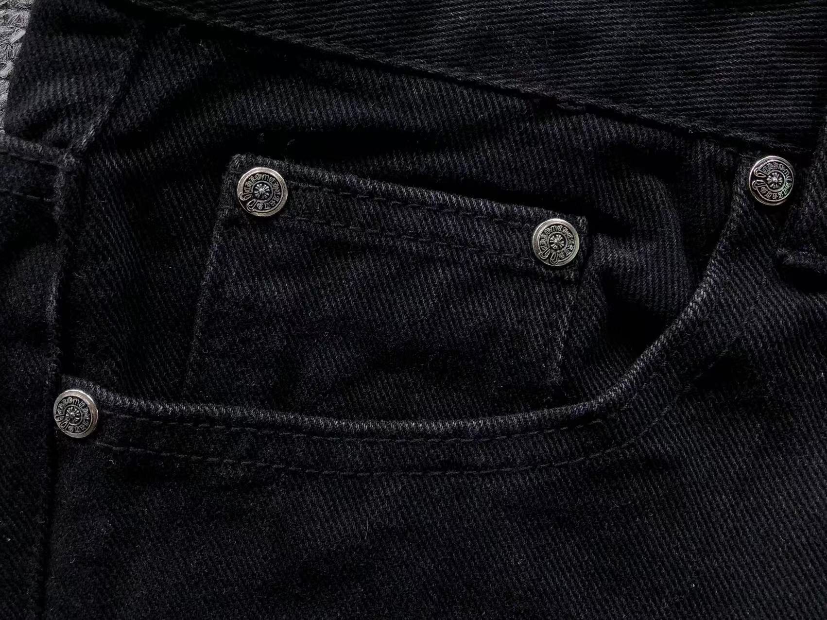 Pink & Checkered Cross Patch Black Denim Jeans™