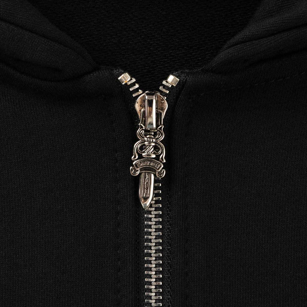 Leather Horse Shoe Logo Black Full Zip Hoodie™