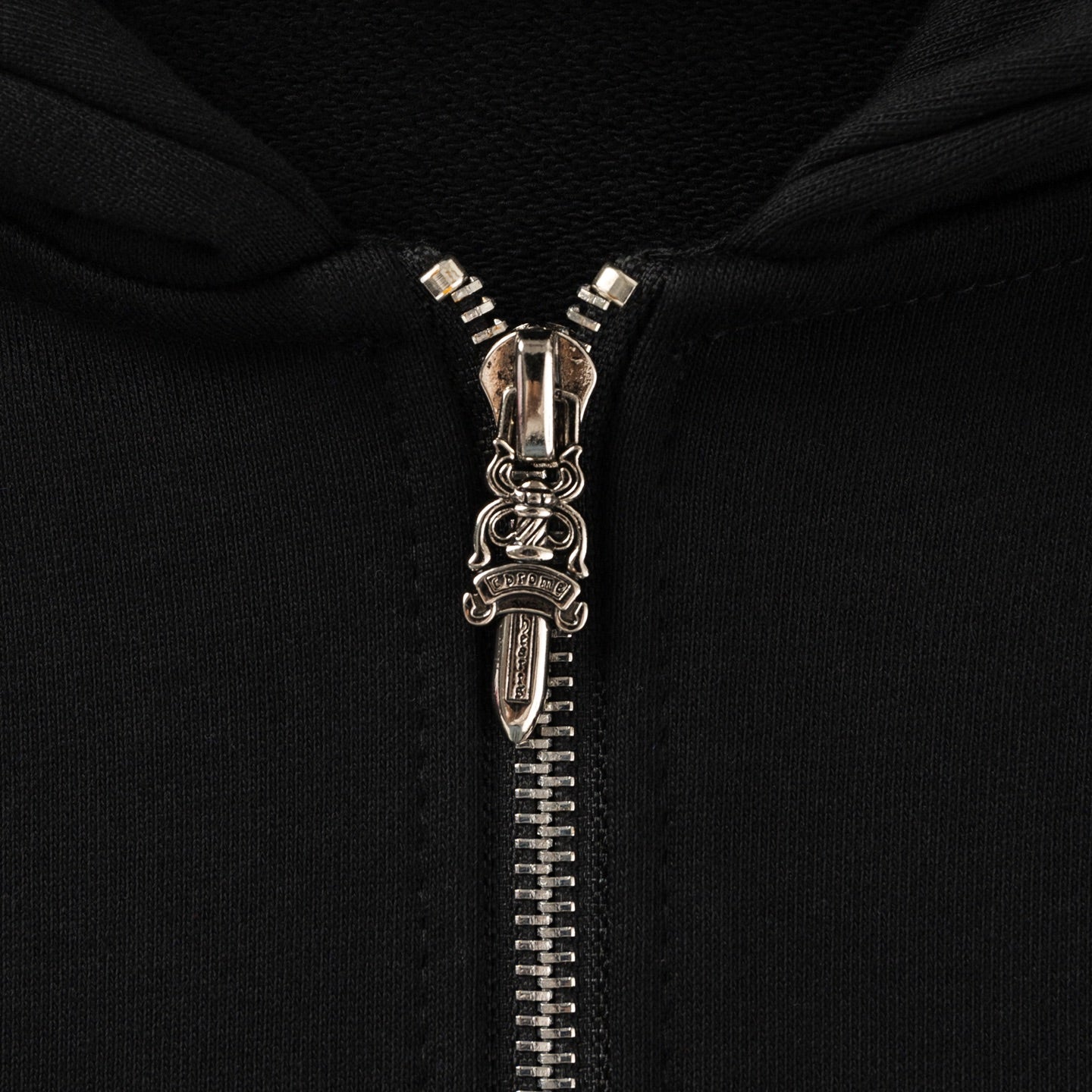 Leather Horse Shoe Logo Black Full Zip Hoodie™