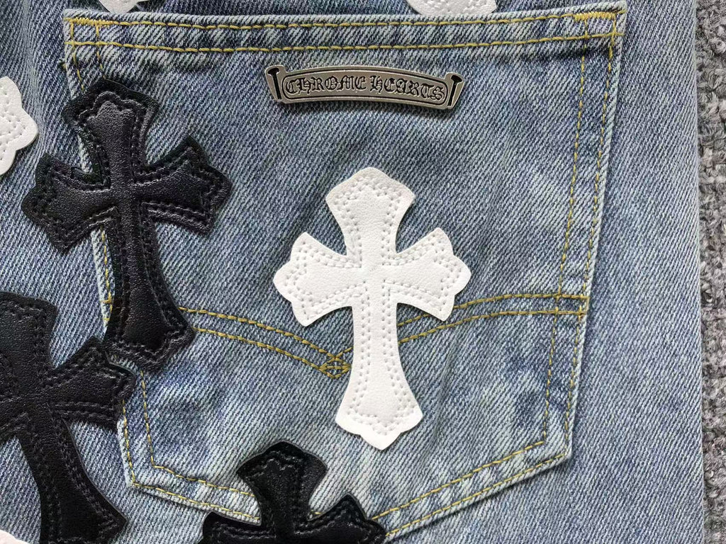 Black & White Cluster Cross Patch Denim Jeans™