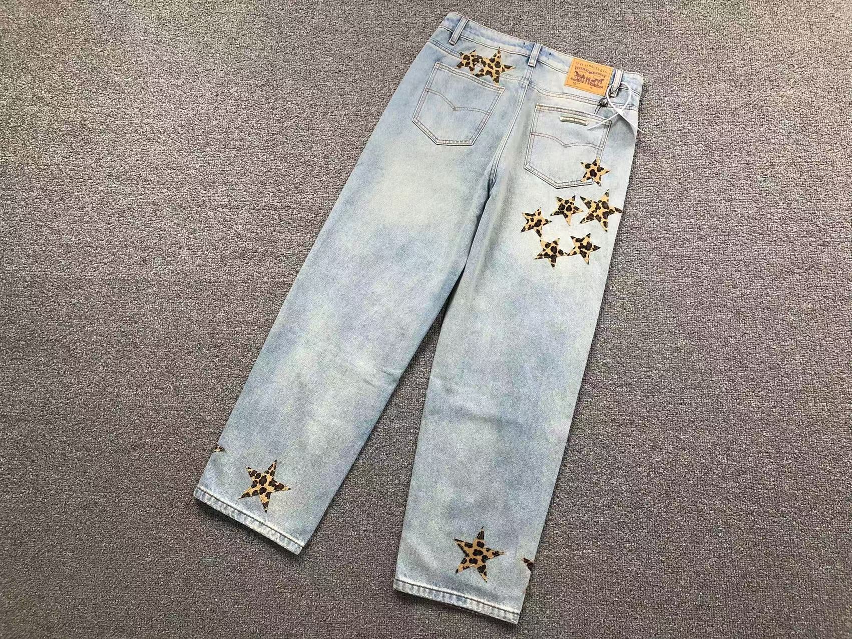 Leopard Star Patch Light Denim Baggy Jeans™