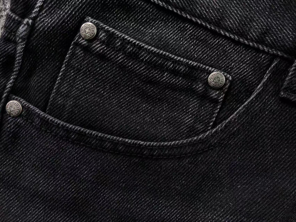 Faded Black Fleur De Lis Baggy Jeans™