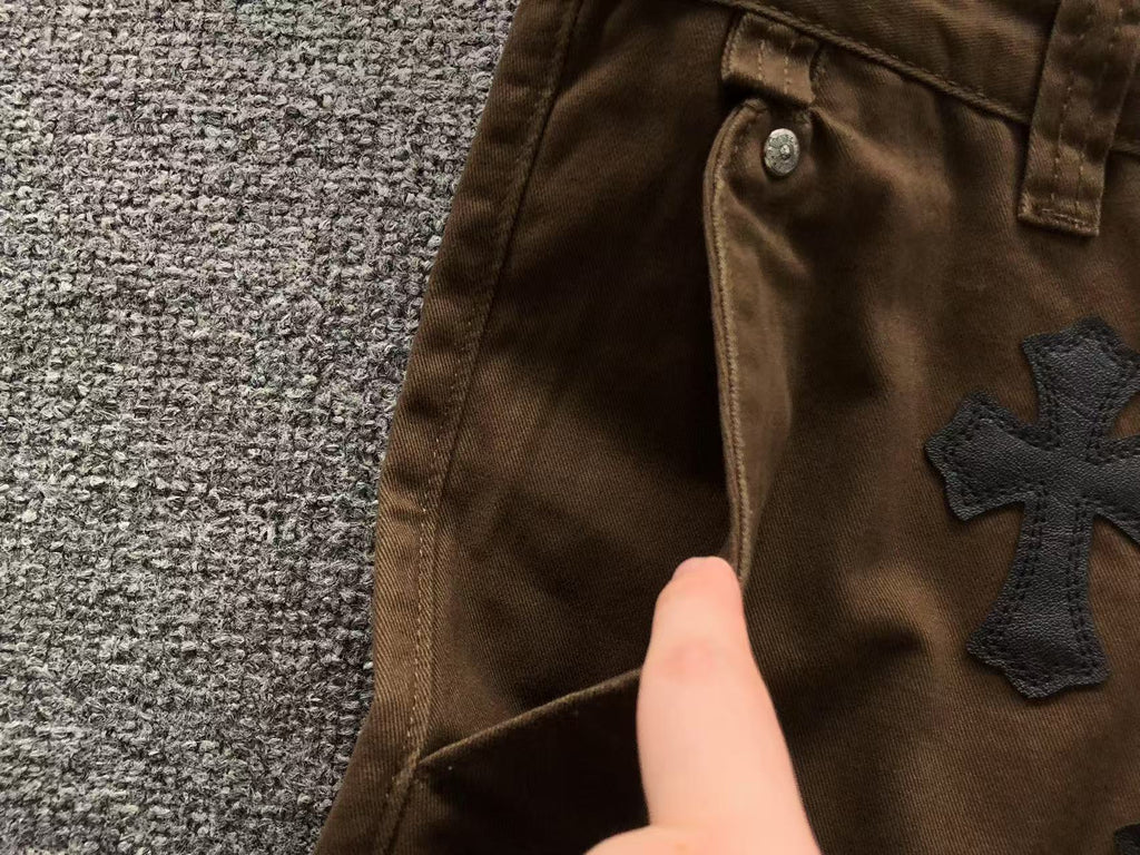 Black & Leopard Cross Patch Brown Denim Jeans