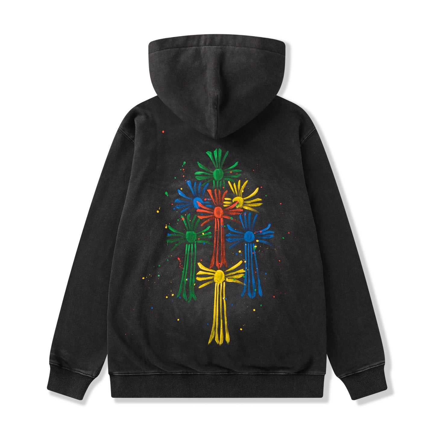 Multicolor Crosses Faded Black Hoodie™