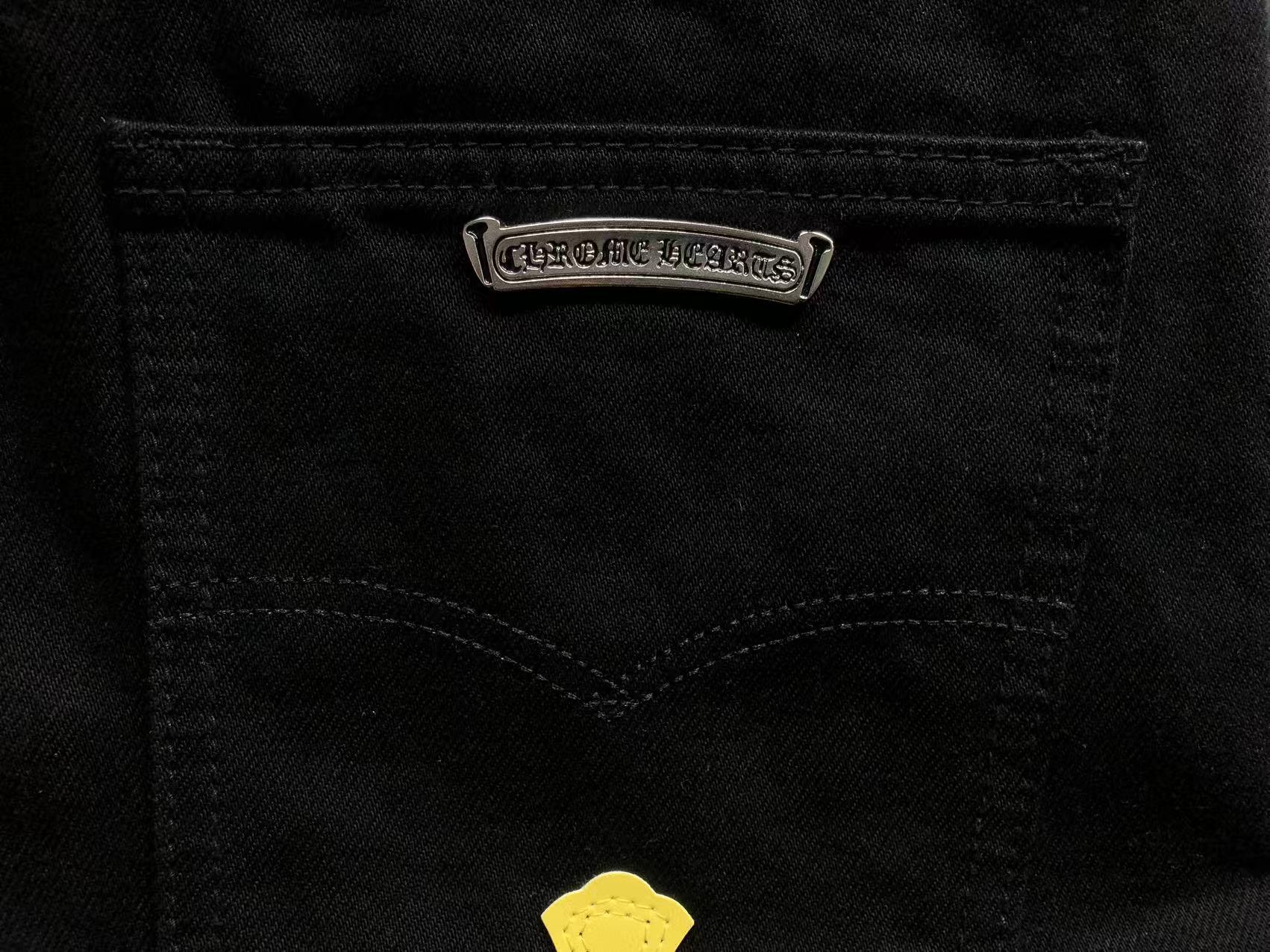 Yellow Cross Patch Black Denim Jeans™