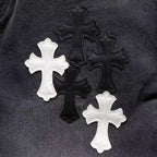 Black & White Cross Patch Baggy Black Jeans™