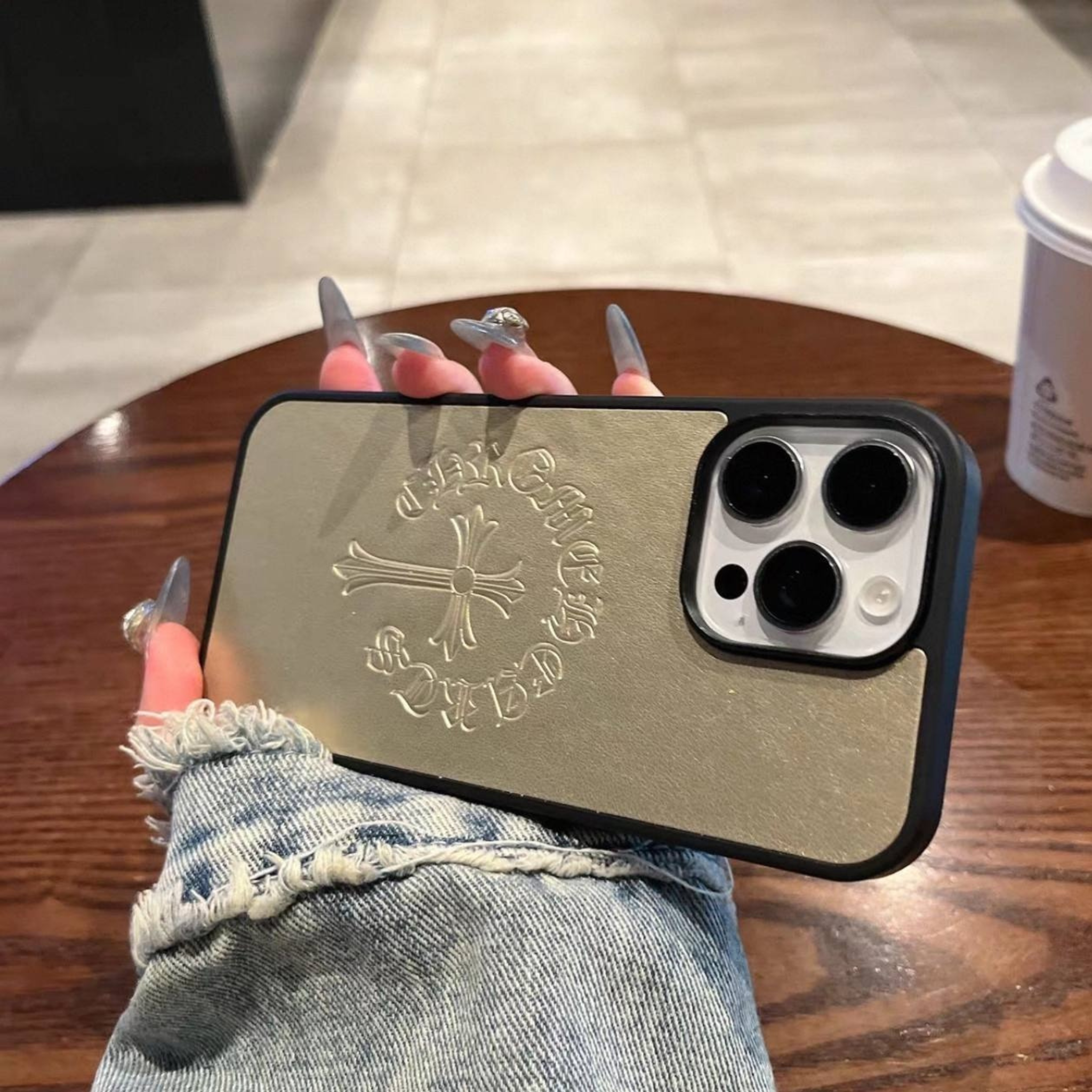 Engraved Cross Hard Leather Case™