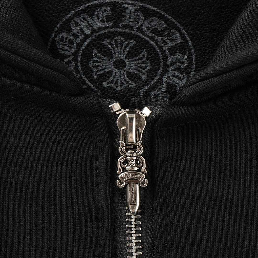 Red Horse Shoe Logo Black Full Zip Hoodie™