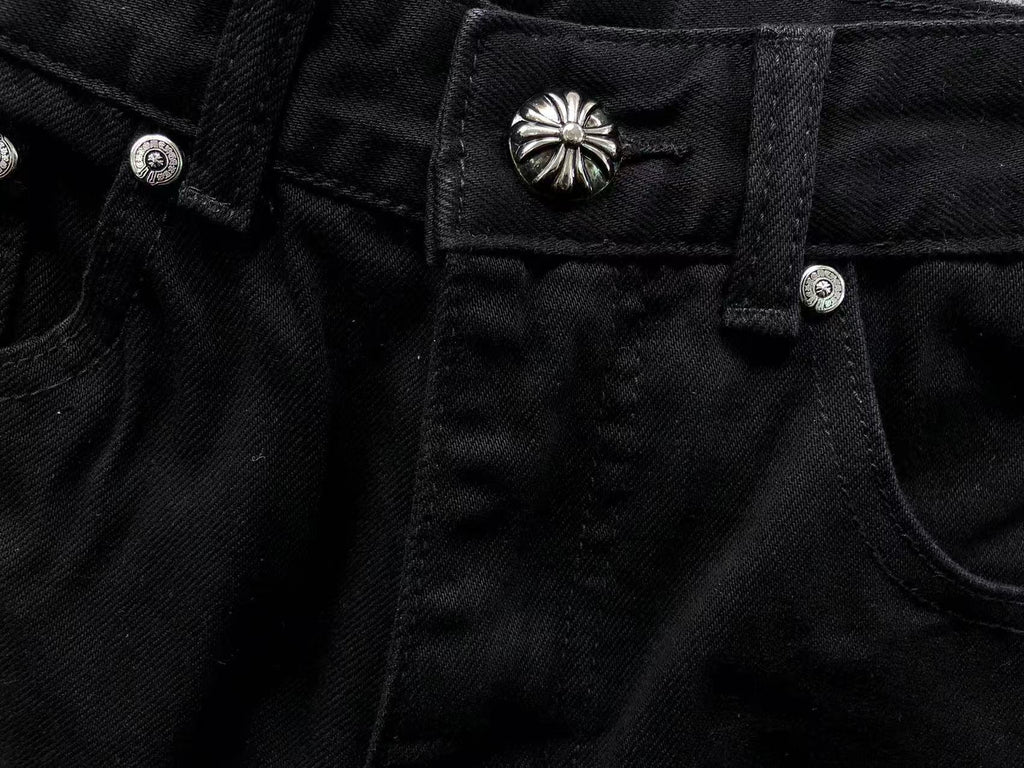 Blue & Light Blue Cross Patch Black Denim Jeans™