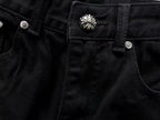 Blue & Light Blue Cross Patch Black Denim Jeans™