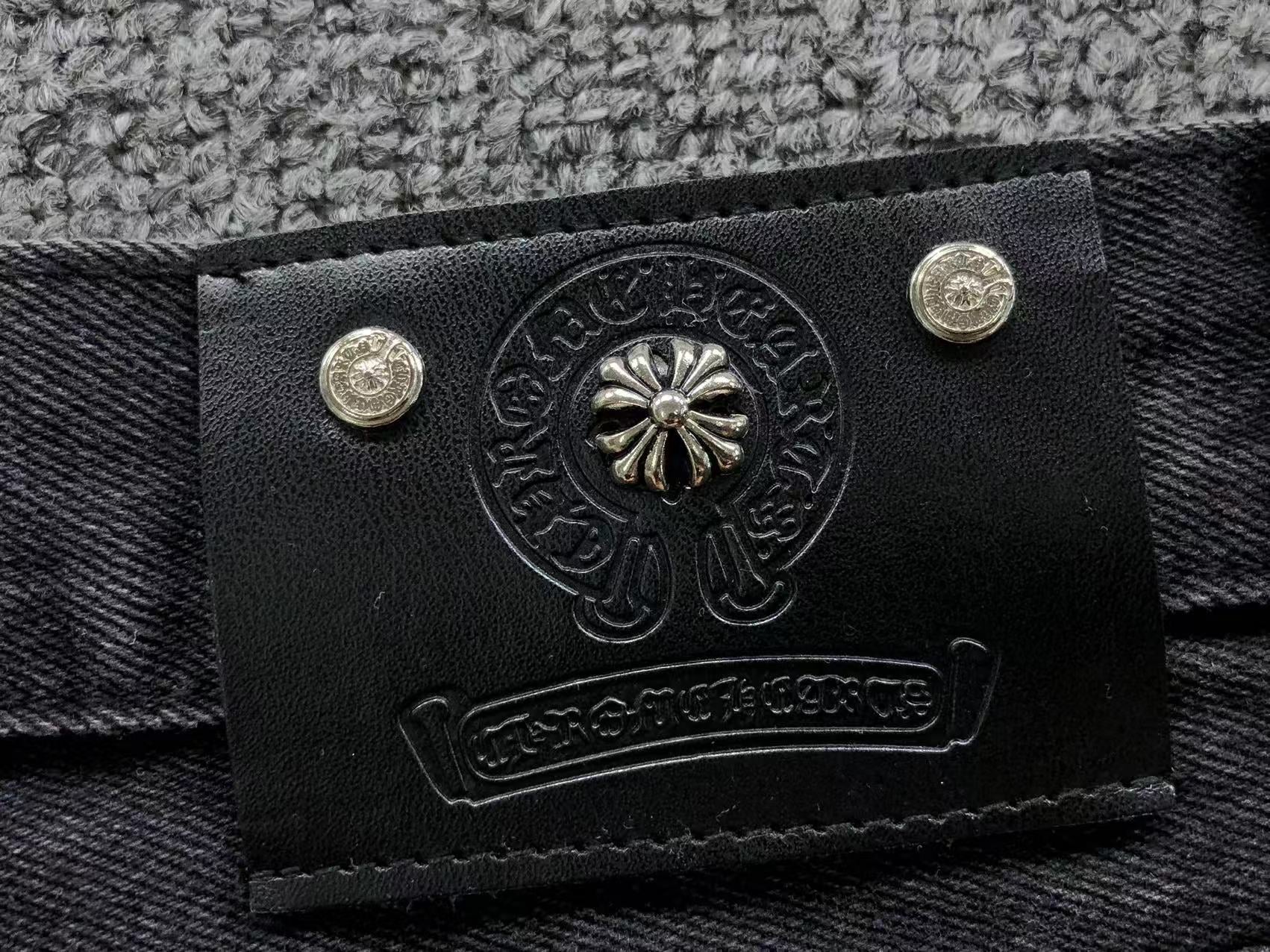 Black Leather Cross Patch Black Baggy Jeans™