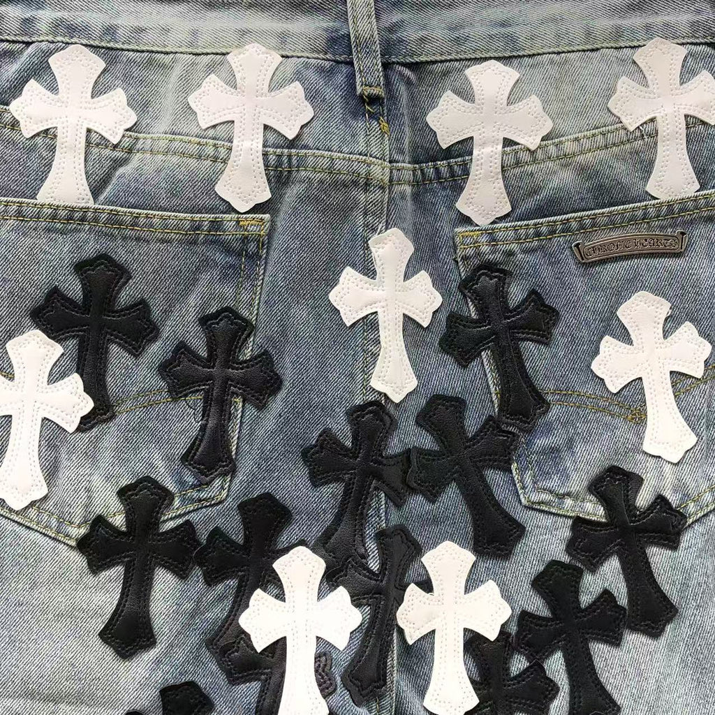 Black & White Cluster Cross Patch Denim Jeans™