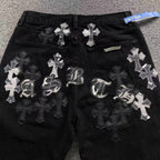 Black White Grey Cross Patch Black Denim Jeans™
