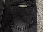 Black Leather Cross Patch Black Denim Jeans™