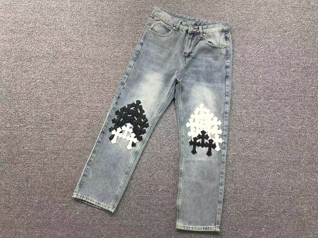 Black & White Cluster Cross Patch Denim Jeans™
