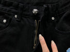 White & Light Blue Cross Patch Black Denim Jeans™