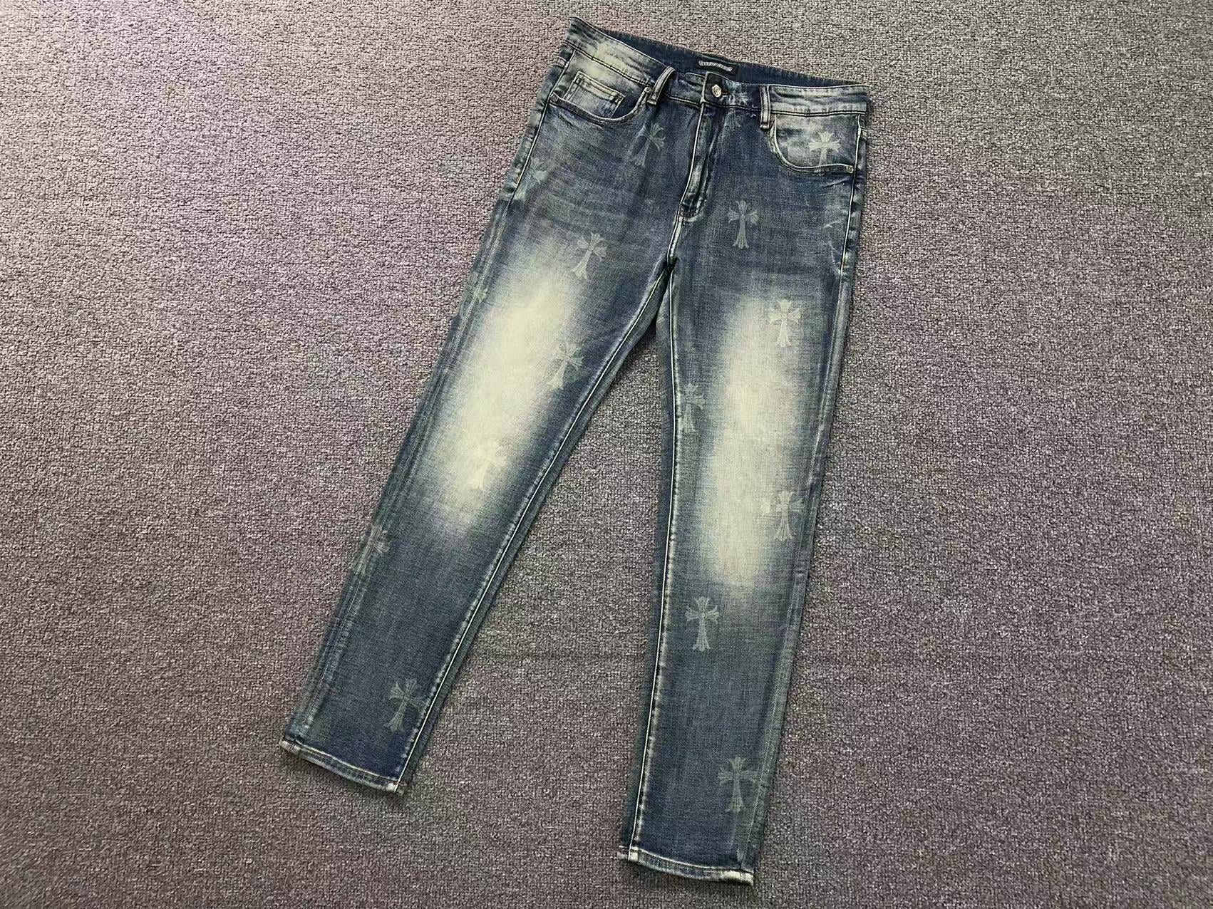 Faded Wash Cross Print Slim Fit Jeans™