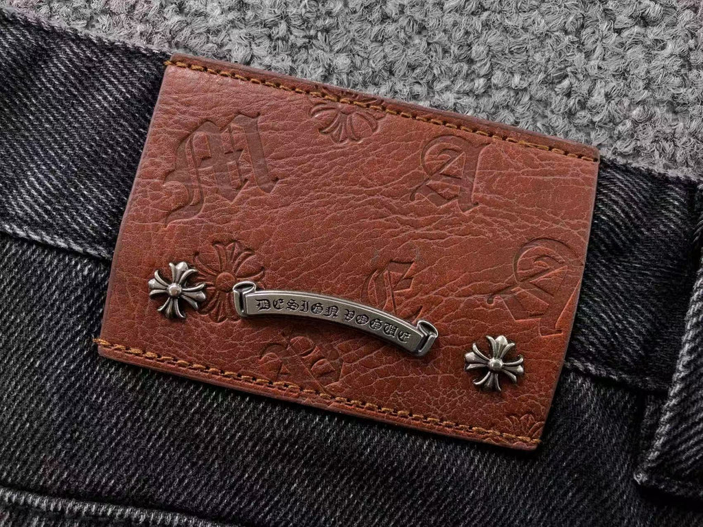 Faded Black Fleur De Lis Baggy Jeans™