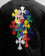 Stacked Multicolor Crosses Black Long Sleeve™