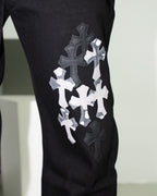 White & Black Camo Cross Patch Faded Black Jeans™