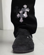 White & Black Camo Cross Patch Faded Black Jeans™