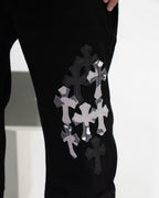 White & Black Camo Cross Patch Faded Black Jeans™
