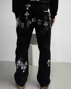 White & Black Camo Cross Patch Faded Black Jeans™